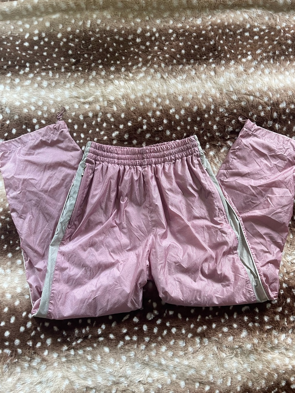 Pink and grey track pants
